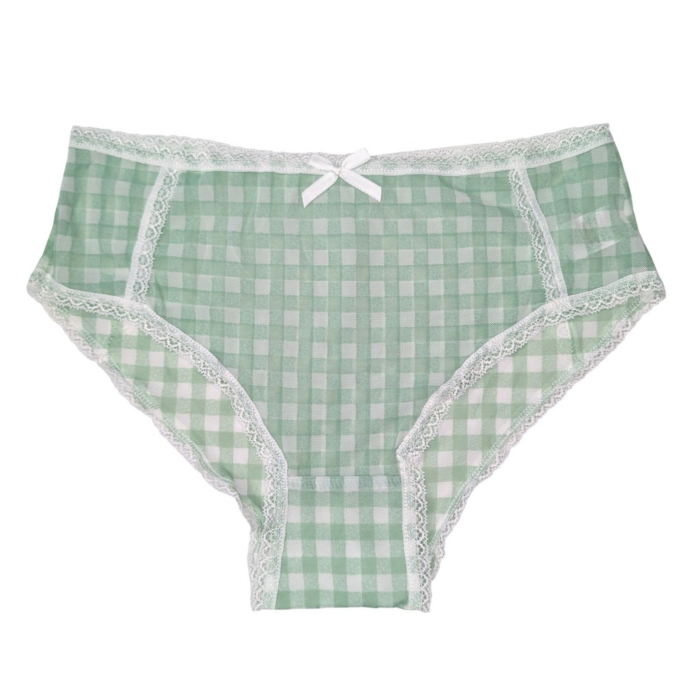 NEW Unworn Knotty Pastel Green Mesh High Cut Briefs Sheer Panties Underwear